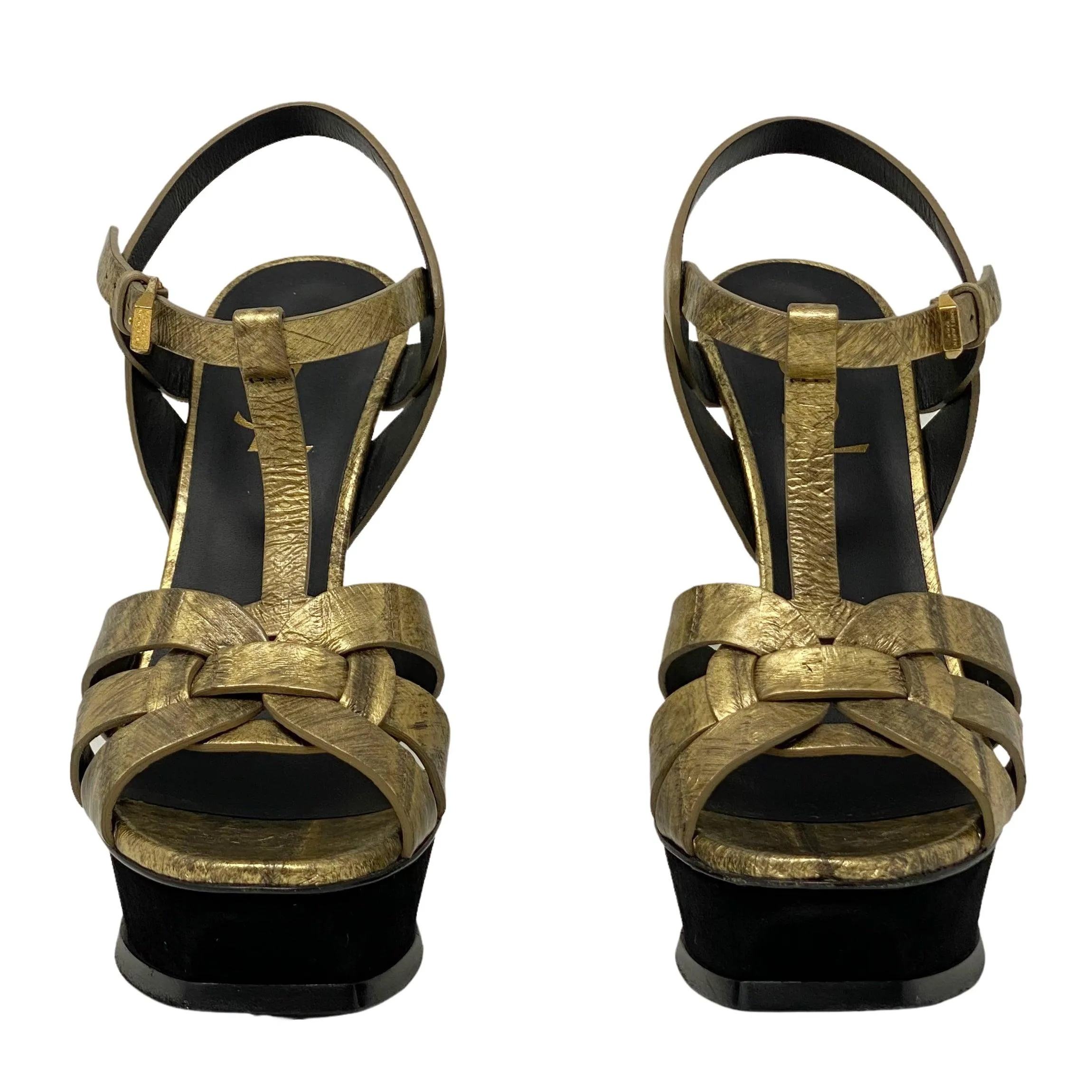 Saint Laurent Gold Tribute Sandals 37