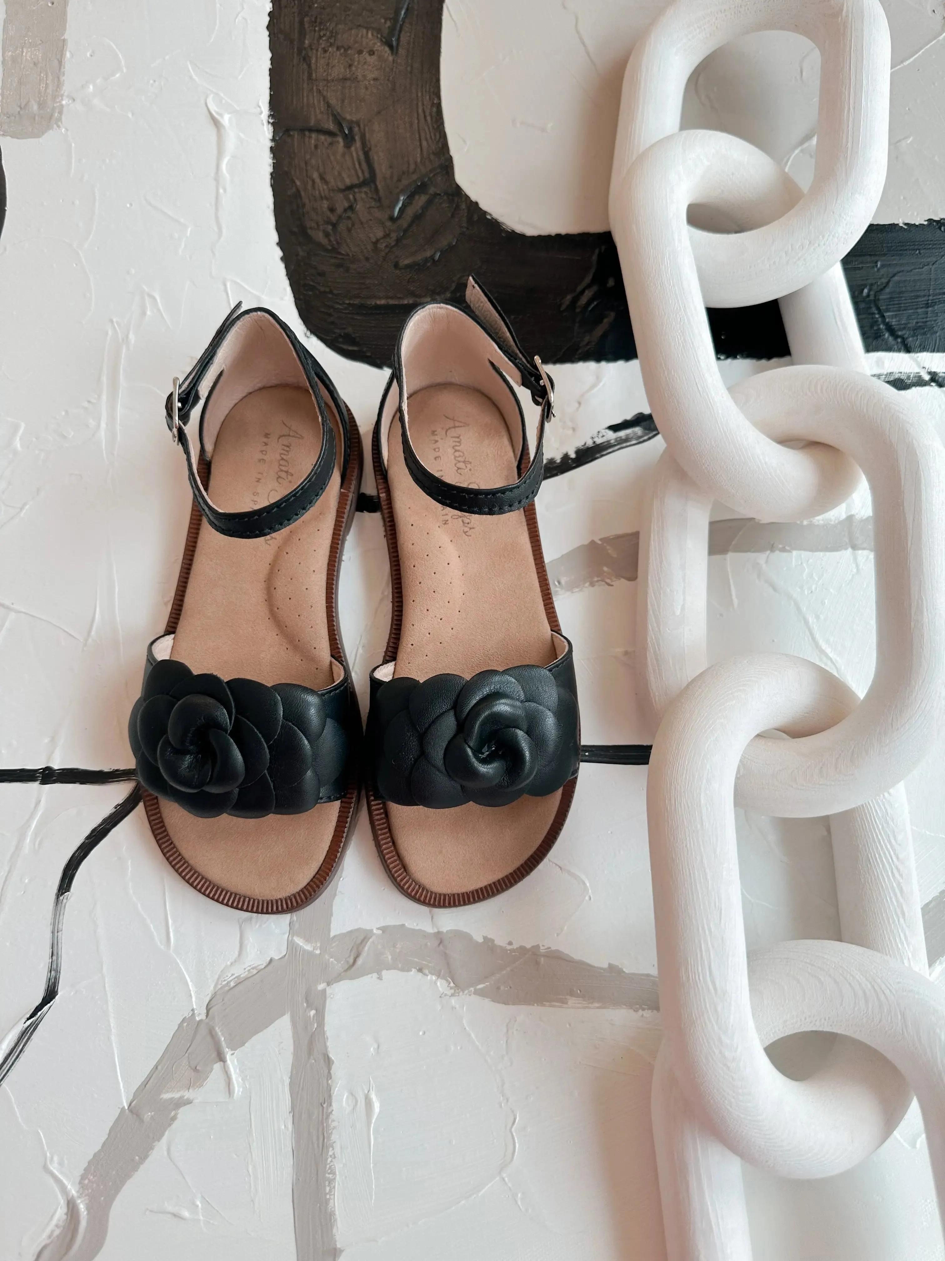 Seraphina- Black Leather Sandals