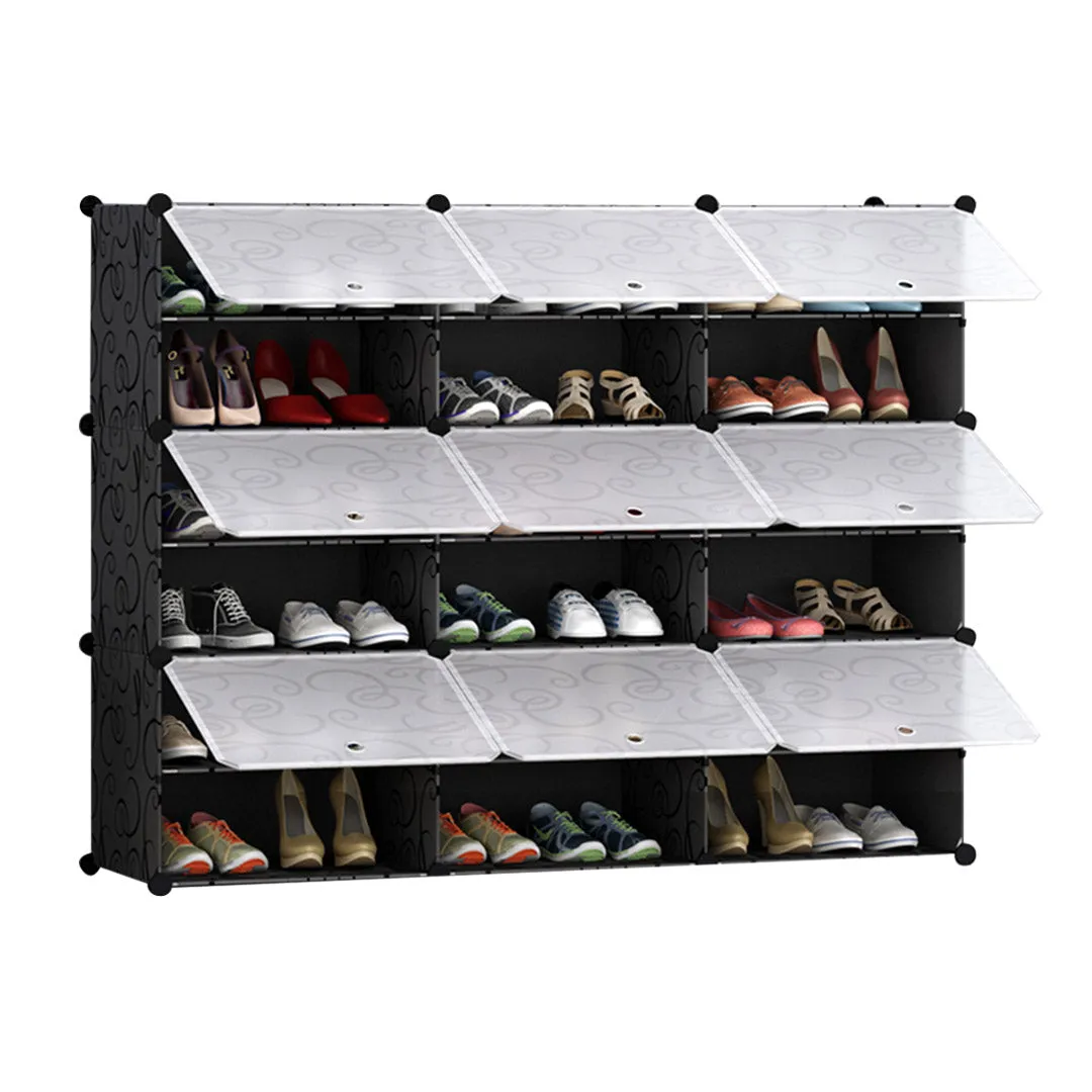 SOGA 6 Tier 3 Column Shoe Rack Organizer Sneaker Footwear Storage Stackable Stand Cabinet Portable Wardrobe with Cover