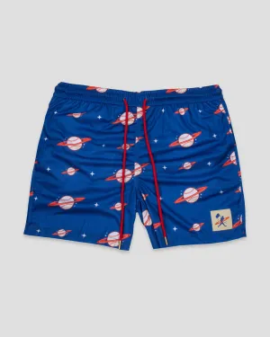 Space Ball Diamond Air Mesh Shorts - Blue and Orange