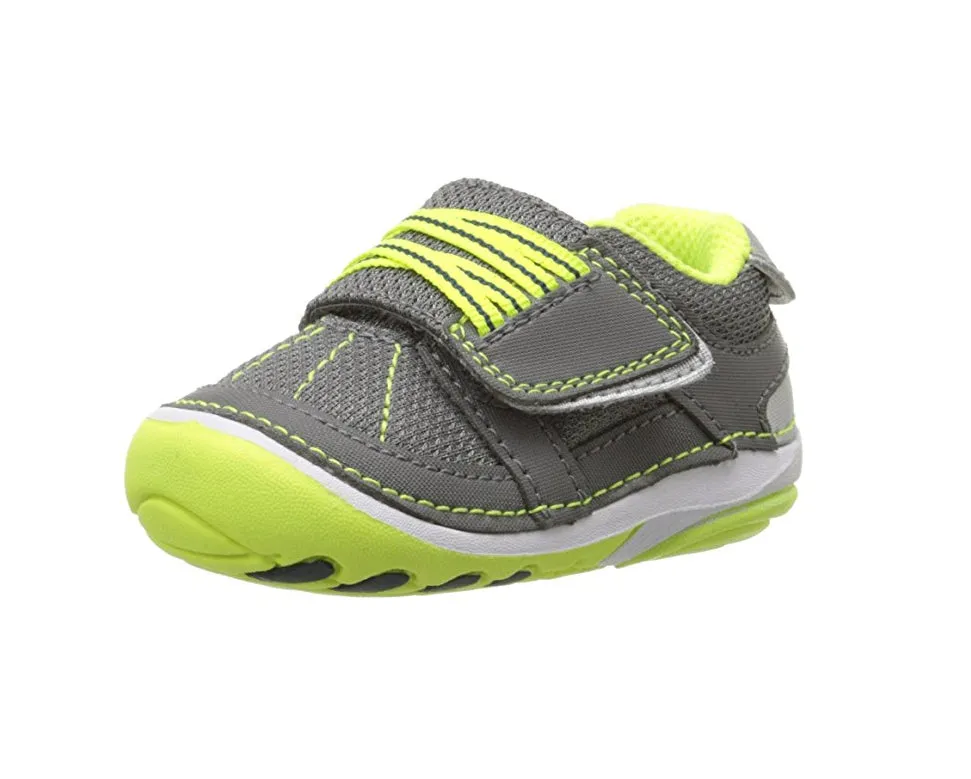 Stride Rite Infant/Toddler Soft Motion Booker Sneaker, Grey/Lime