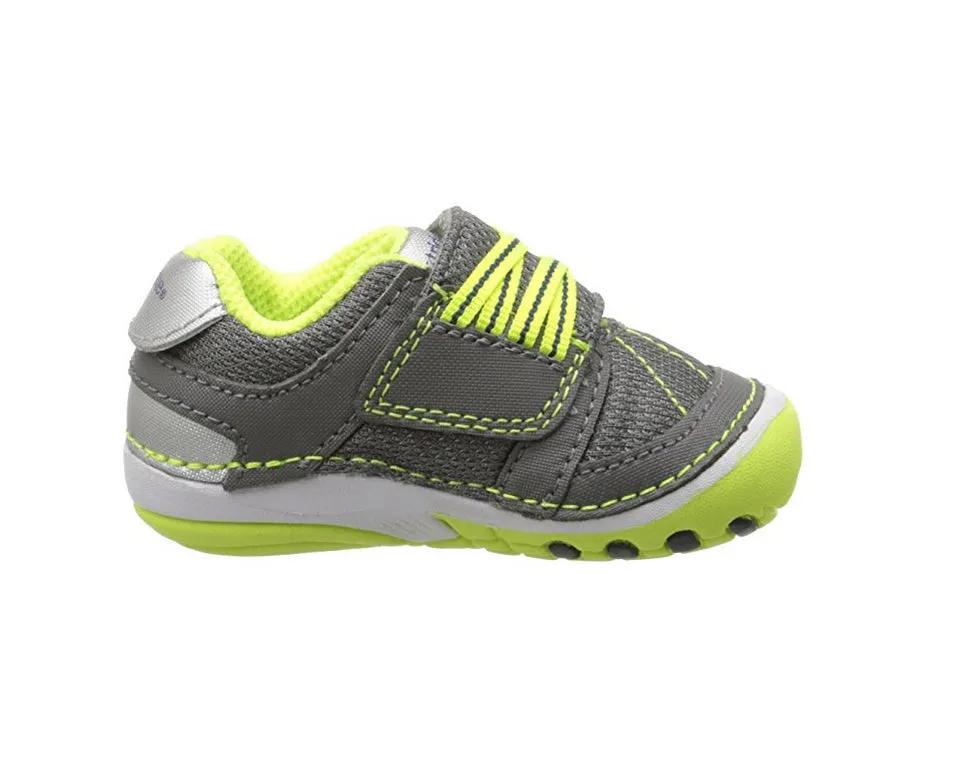 Stride Rite Infant/Toddler Soft Motion Booker Sneaker, Grey/Lime