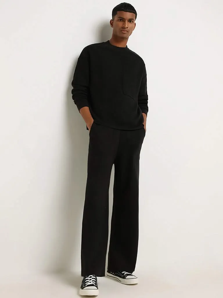 Studiofit Black Relaxed Fit Track Pants