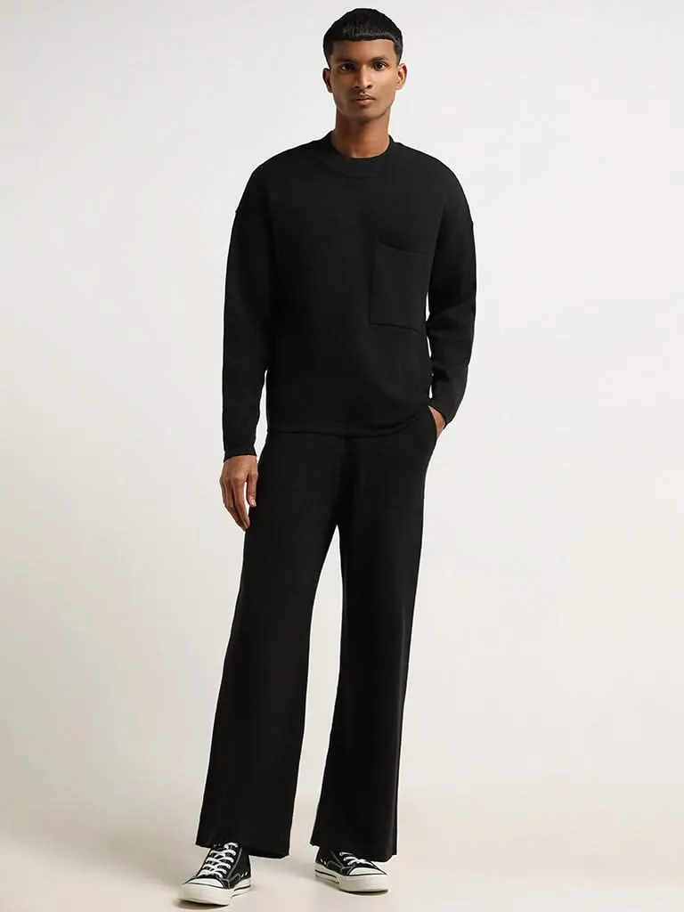 Studiofit Black Relaxed Fit Track Pants