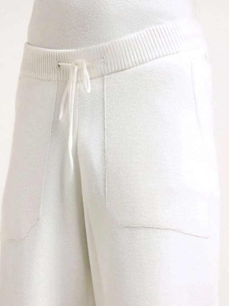 Studiofit White Relaxed Fit Track Pants