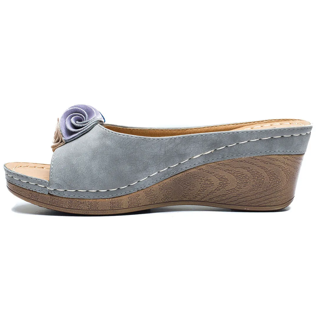 Sydney Grey Wedge Sandals