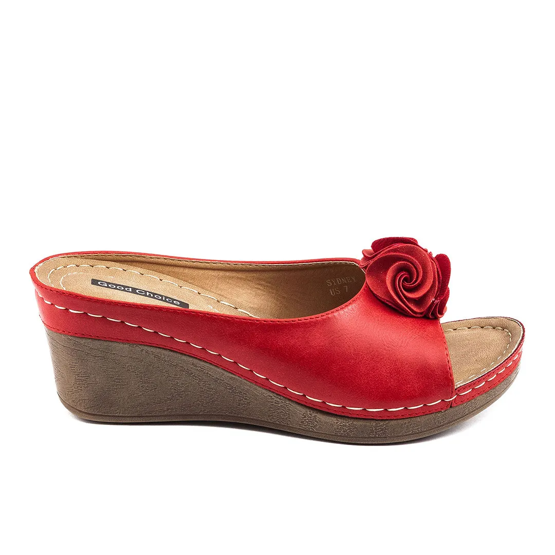 Sydney Red Wedge Sandals