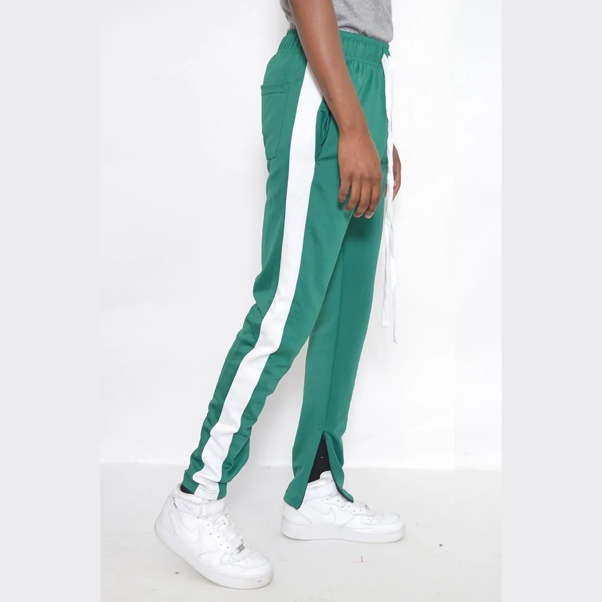 Teal & White Slim Fit Track Pants