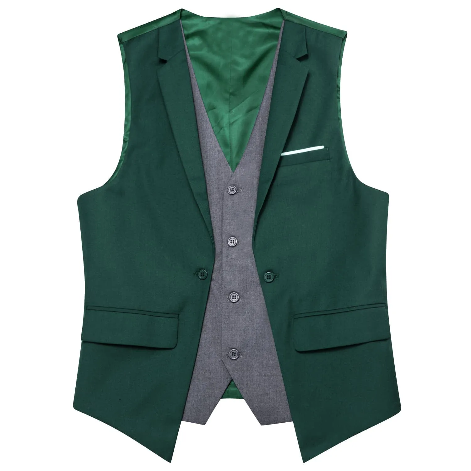 Ties2you Layered Waistcoat Dark Green Grey Splicing Mens Formal Vest