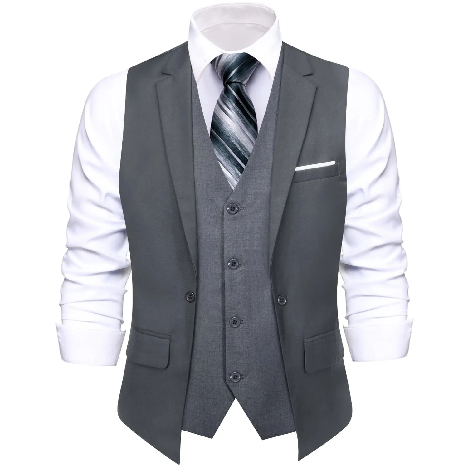 Ties2you Layered Waistcoat Grey Splicing Dress Suit Vests Men Wedding Vest