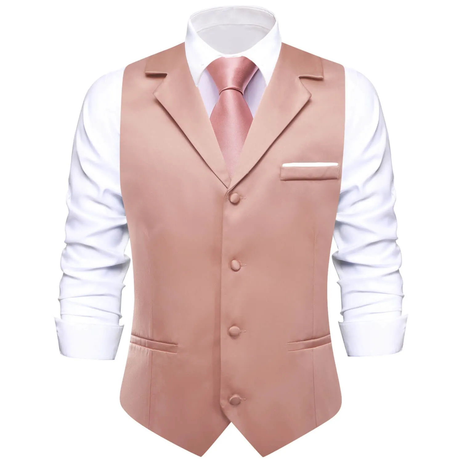 Ties2you Men's Vest Light Pink Solid Silk Vest Suit Waistcoat Business