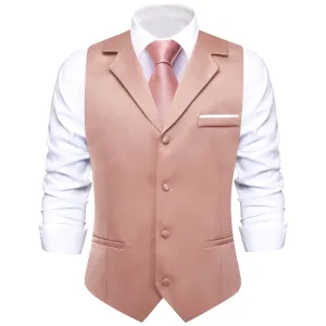 Ties2you Men's Vest Light Pink Solid Silk Vest Suit Waistcoat Business