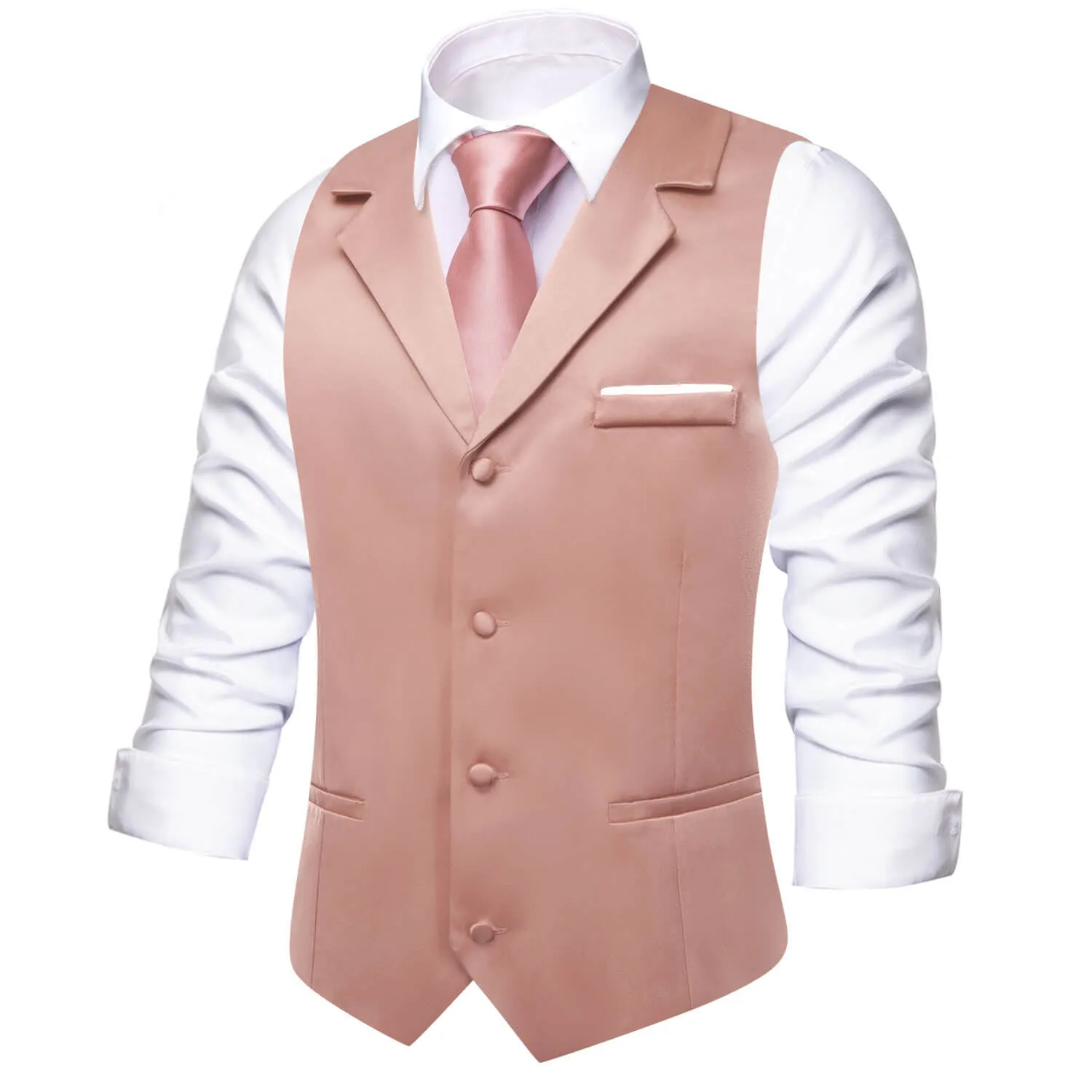 Ties2you Men's Vest Light Pink Solid Silk Vest Suit Waistcoat Business