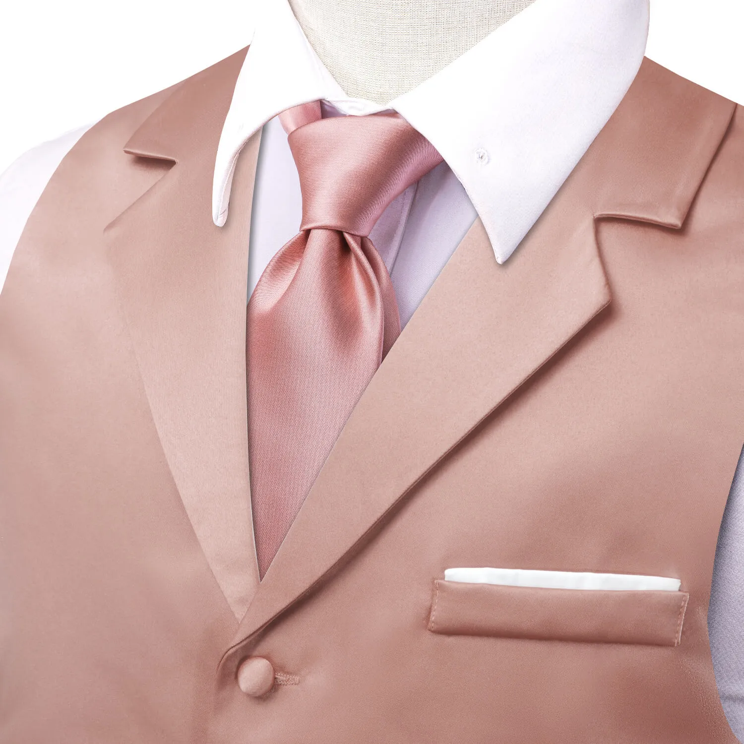 Ties2you Men's Vest Light Pink Solid Silk Vest Suit Waistcoat Business