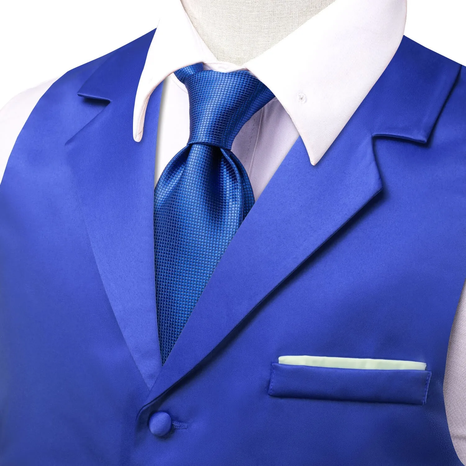 Ties2you Men's Work Vest Cobalt Blue Solid Silk Suit Vest