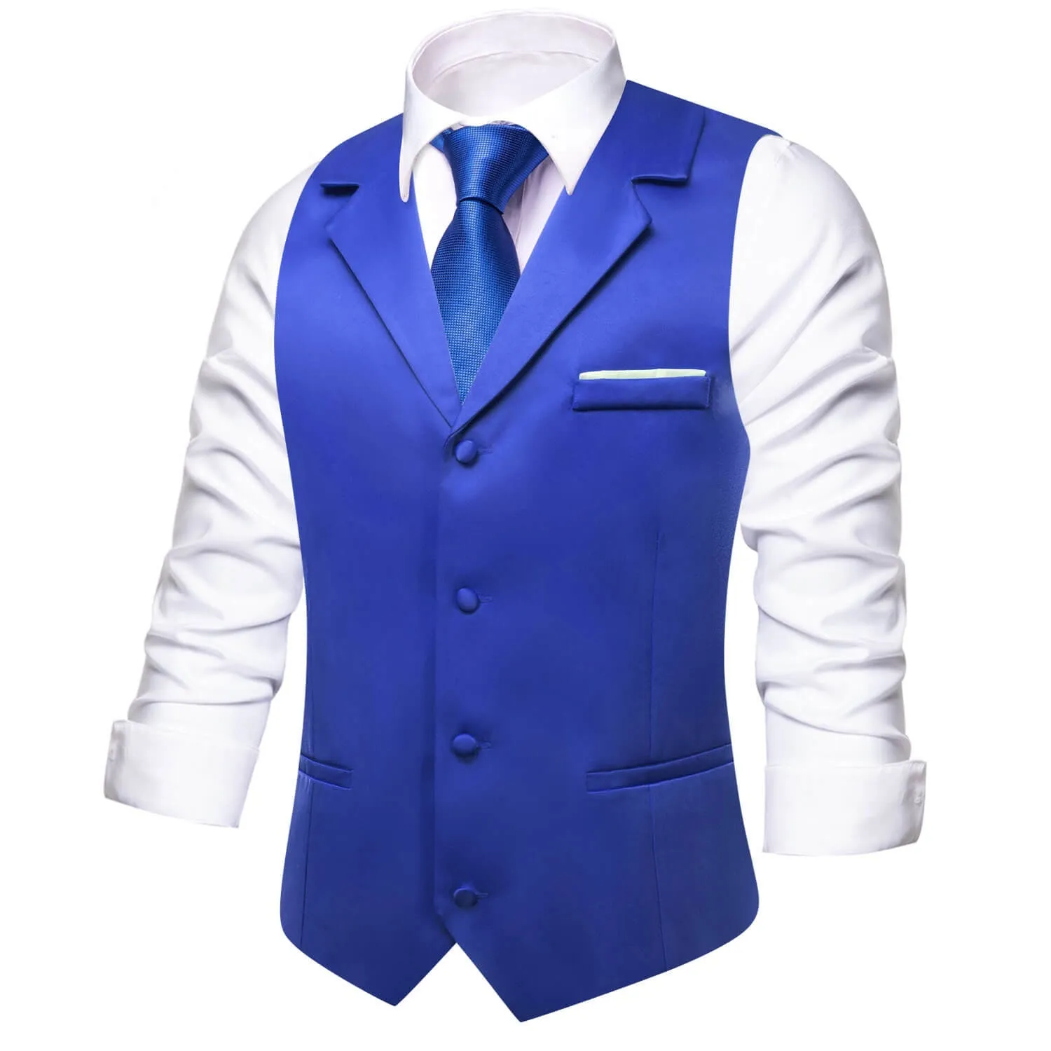 Ties2you Men's Work Vest Cobalt Blue Solid Silk Suit Vest