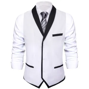 Ties2you Mens Work Vest Ghost White Solid Shawl Collar Vest Over Suit