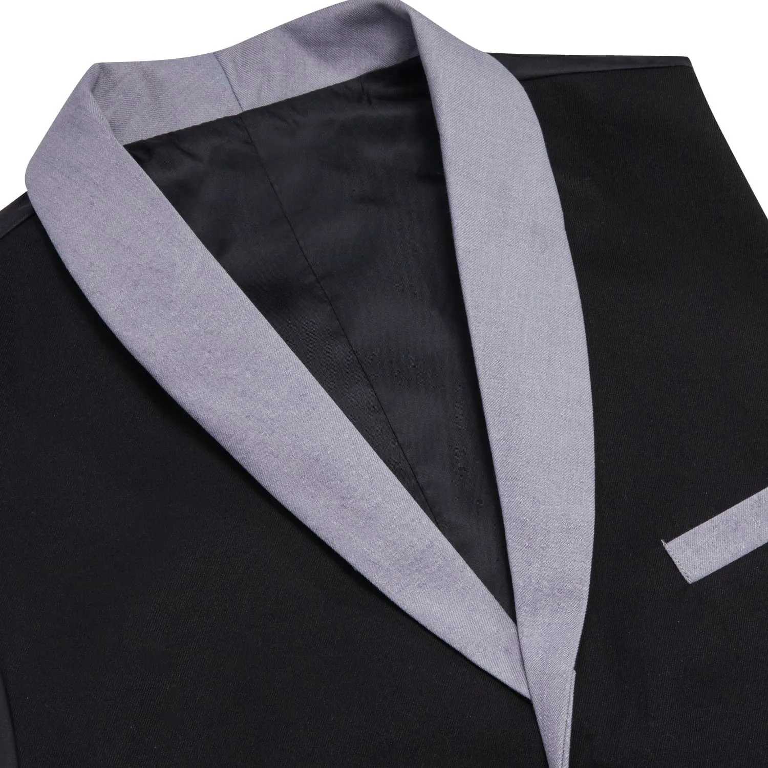 Ties2you Mens Work Vest Solid Silk Black Waistcoat Shawl Collar Vest