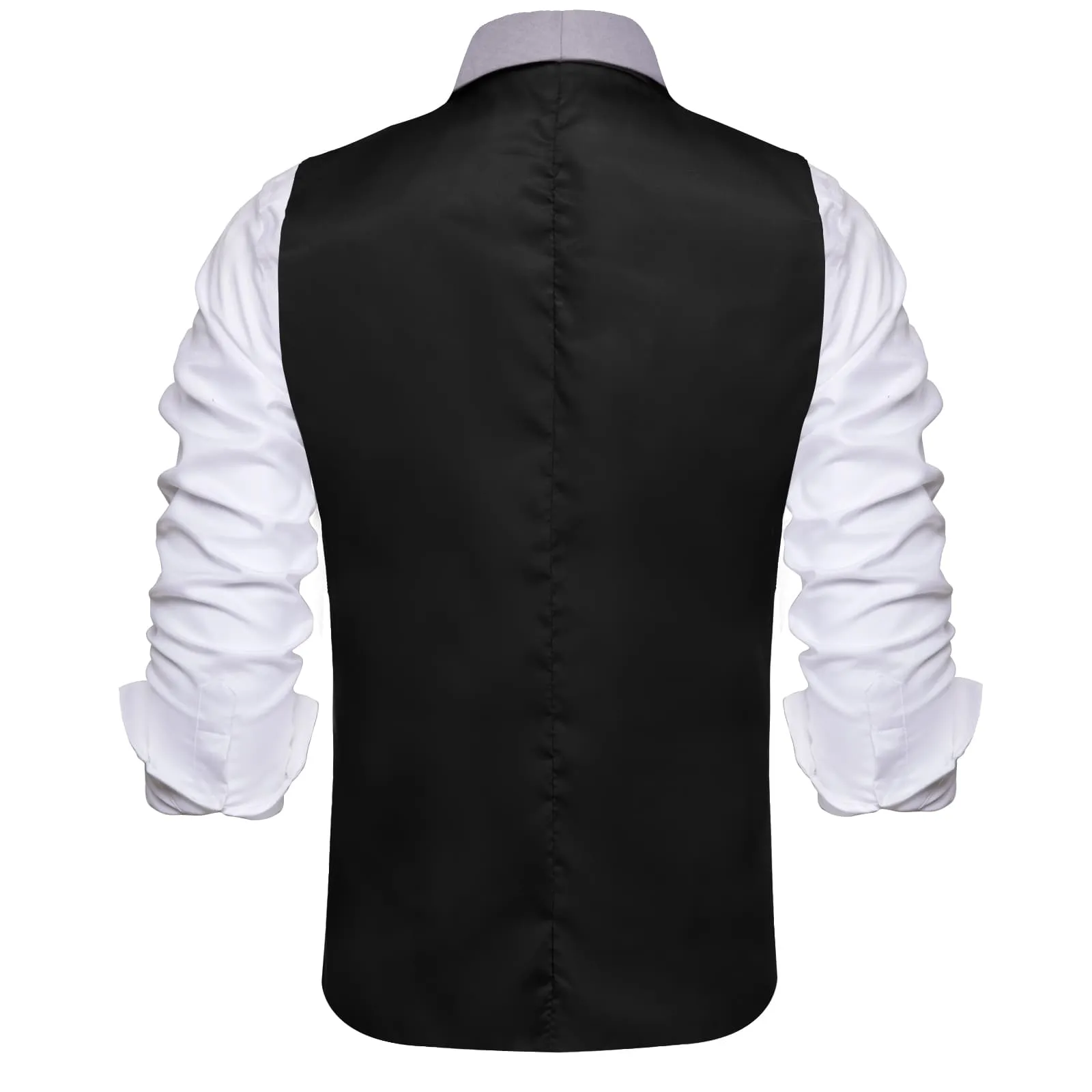 Ties2you Mens Work Vest Solid Silk Black Waistcoat Shawl Collar Vest