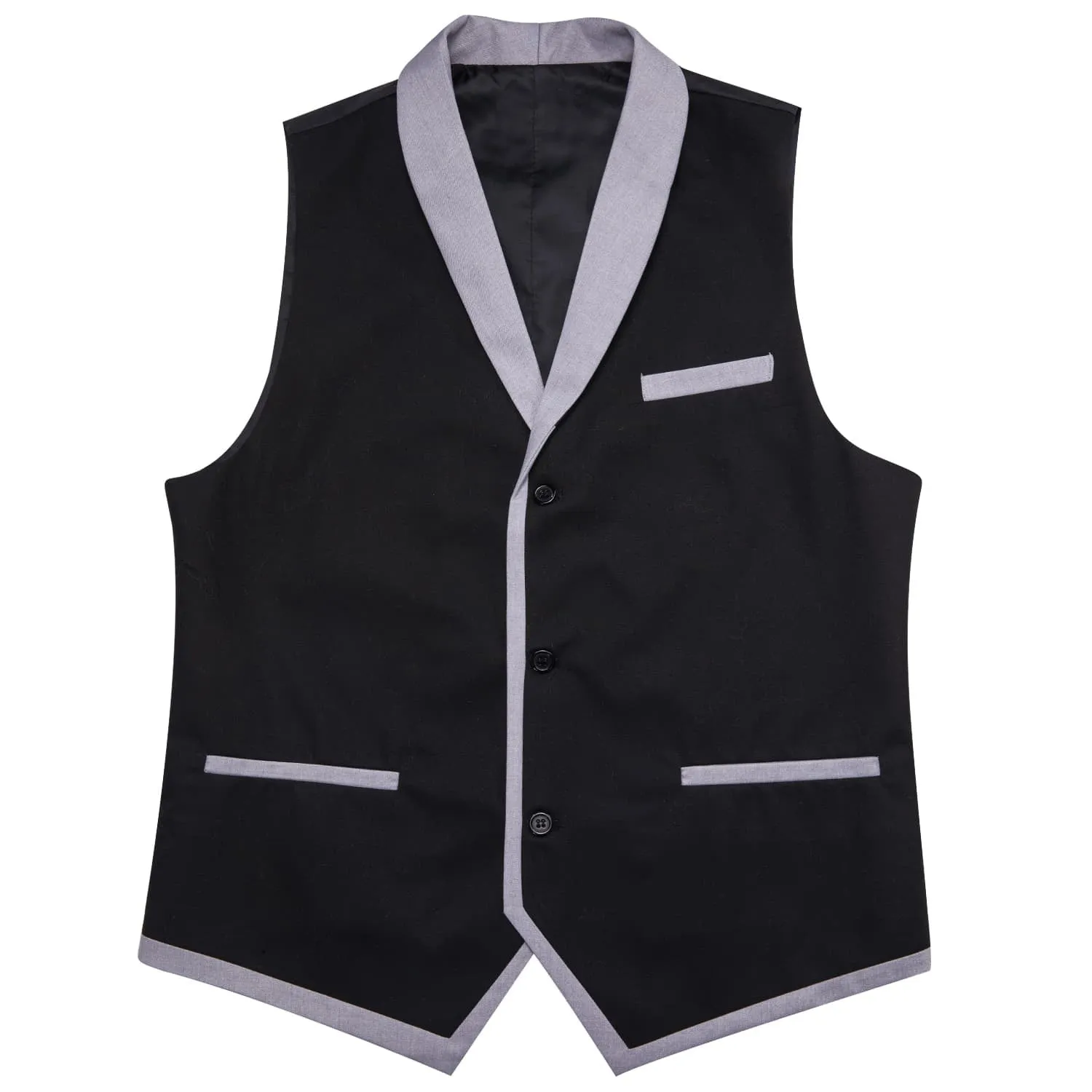 Ties2you Mens Work Vest Solid Silk Black Waistcoat Shawl Collar Vest