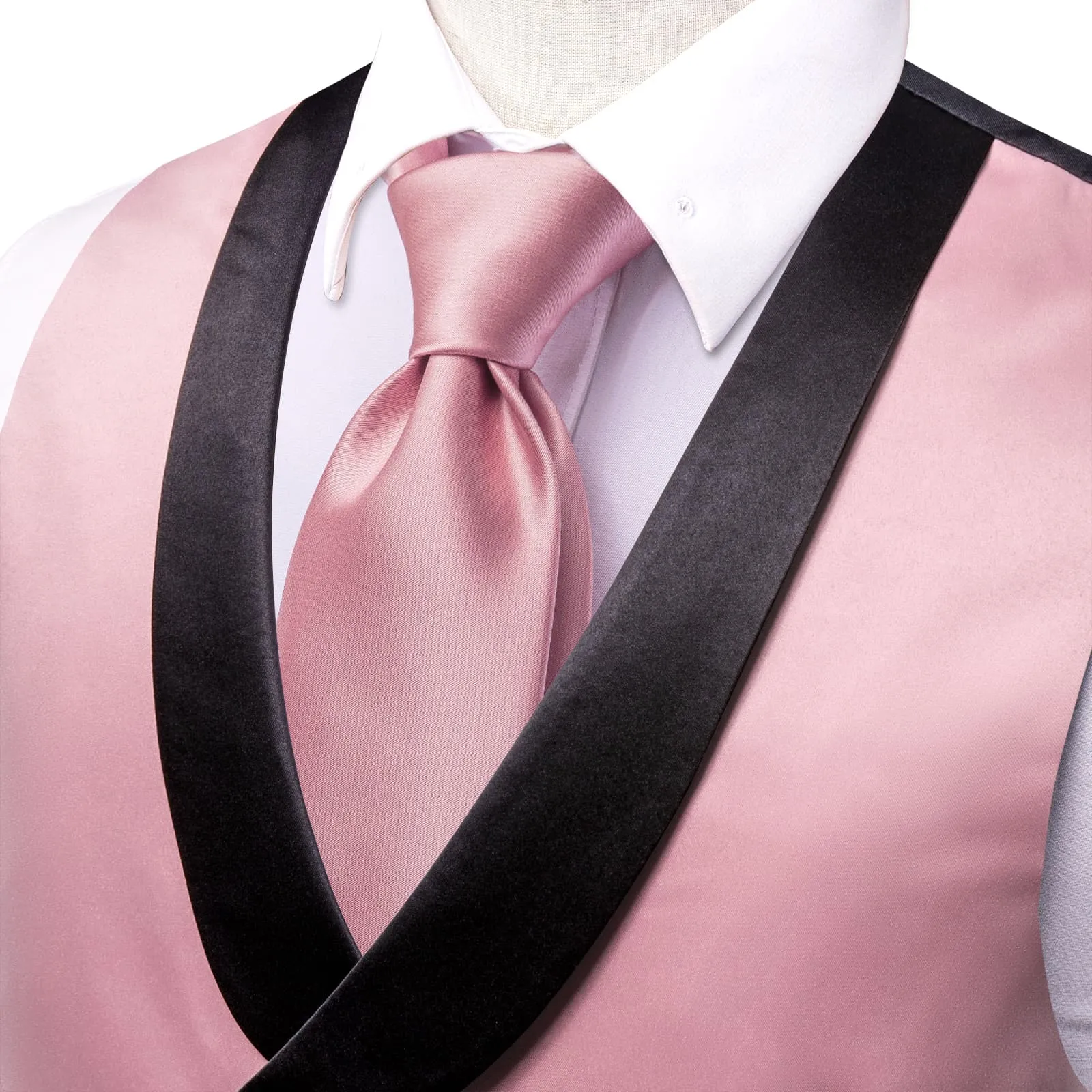 Ties2you Tuxedo Vest Baby Pink Solid Shawl Collar Silk Mens Double Breasted Vest Top