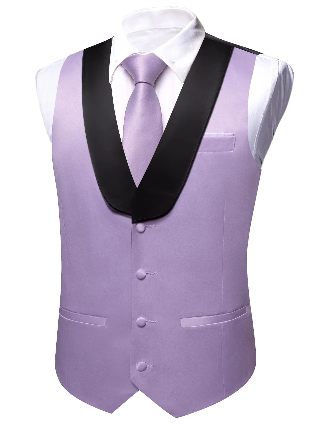 Ties2you Work Vest Lavender Purple Solid Shawl Collar Button Mens Vest Tie Set