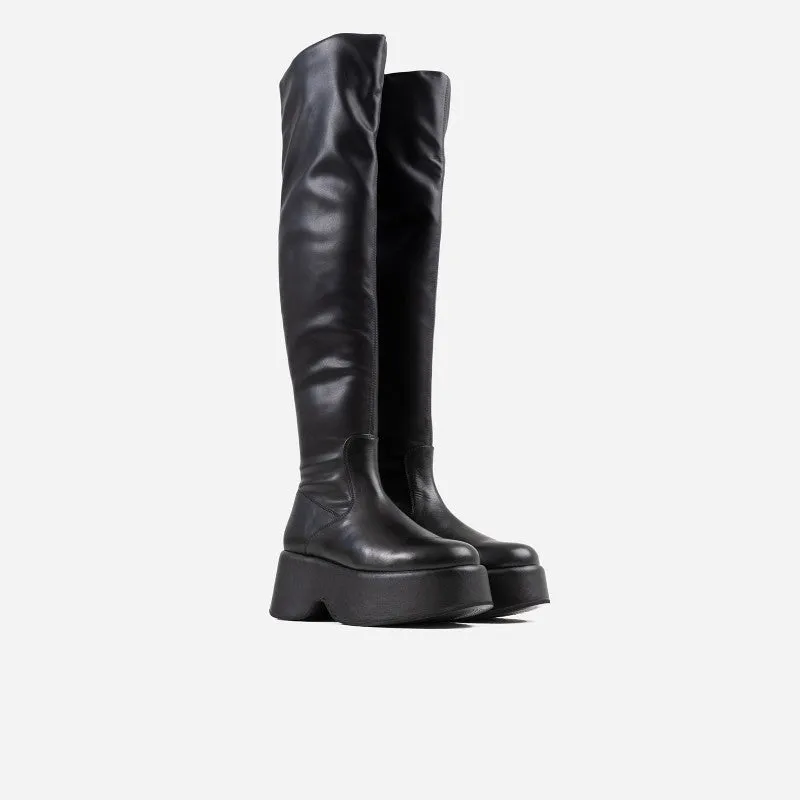 Tizzy Black Stretch High Boots