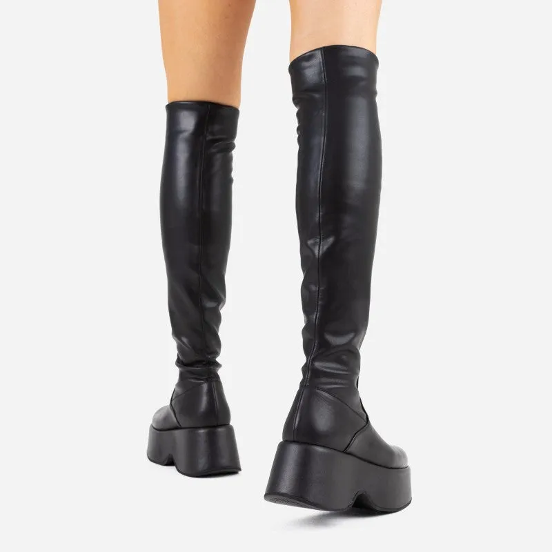 Tizzy Black Stretch High Boots