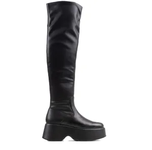 Tizzy Black Stretch High Boots