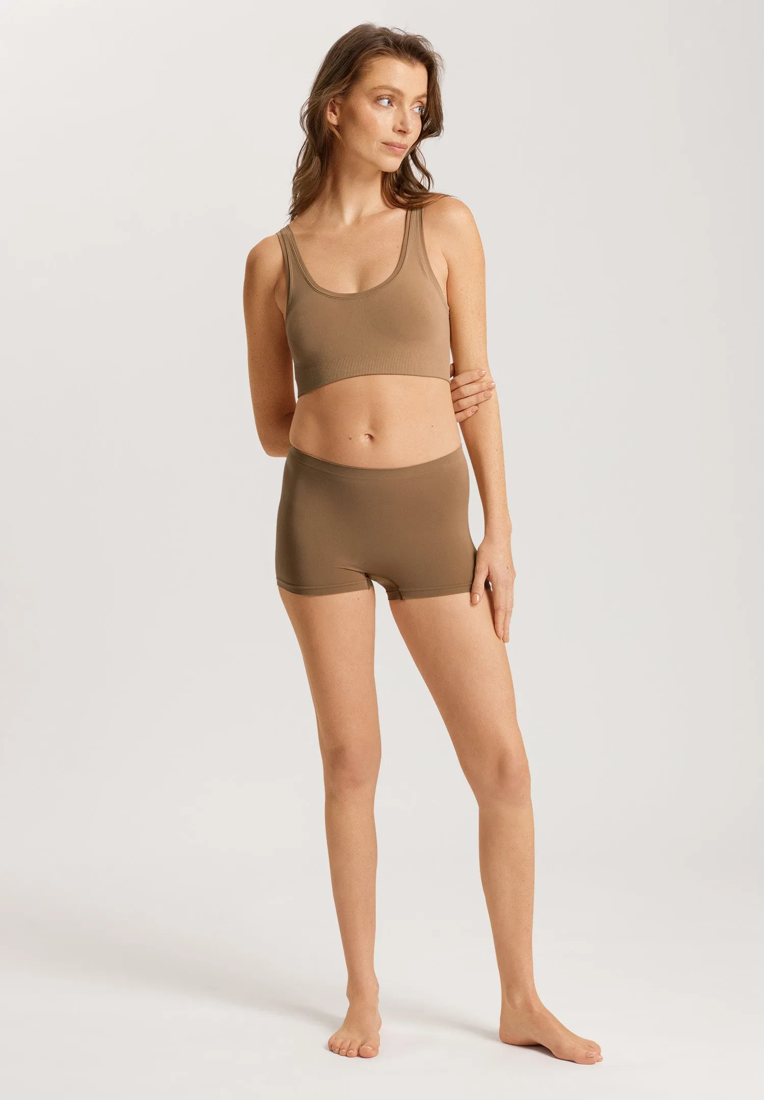 Touch Feeling Crop Top Padded | Walnut 71806-2821