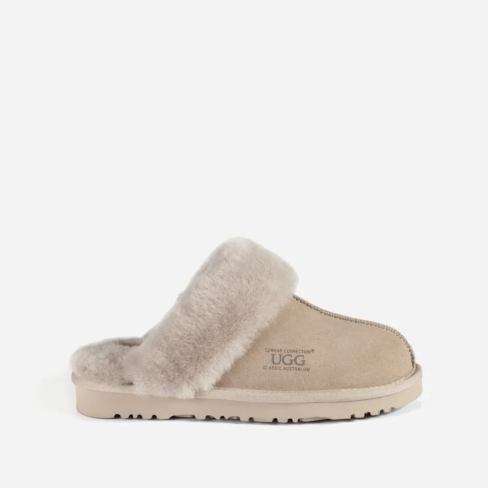 Ugg Slippers Premium Australia Sheepskin Unisex Scuffete Suede (Unisex Cow Suede)