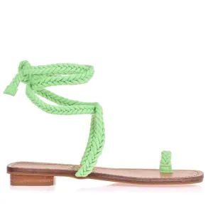 UZA GREEN BRAIDED SANDALS