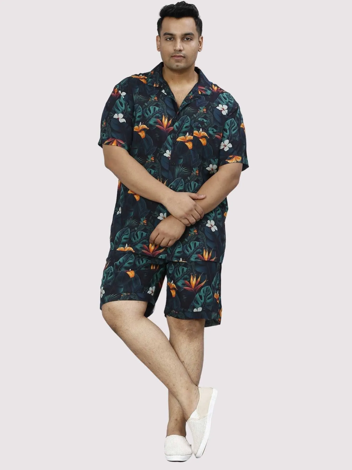 Wild Lush Digital Printed Half Co-ords Set Men's Plus Size