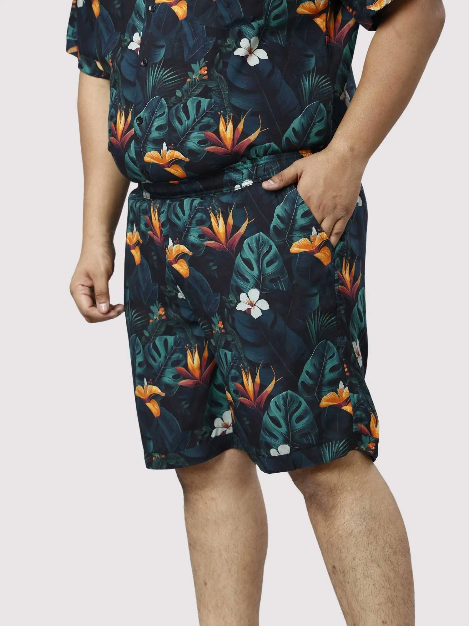 Wild Lush Digital Printed Half Co-ords Set Men's Plus Size