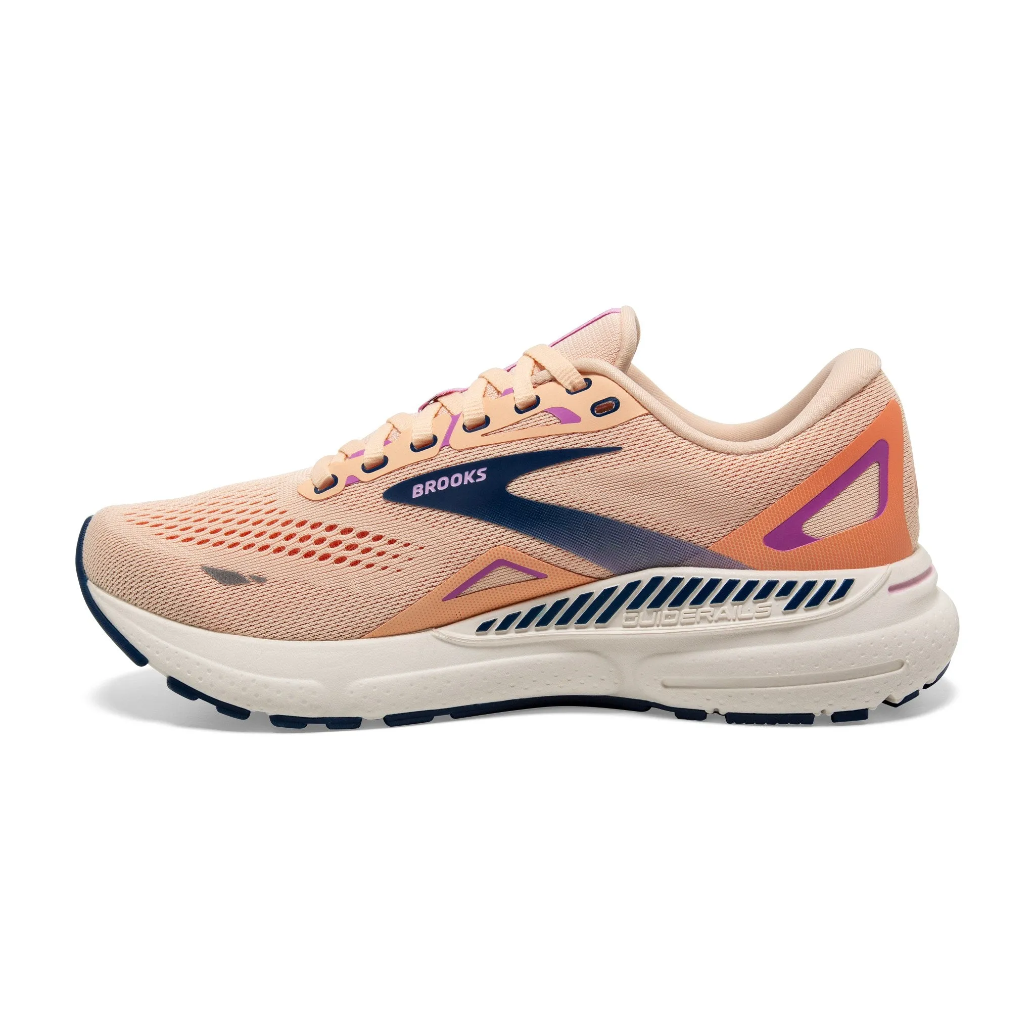 Women's Brooks Adrenaline GTS 23 Running Shoe in Apricot/Estate Blue/Orchid