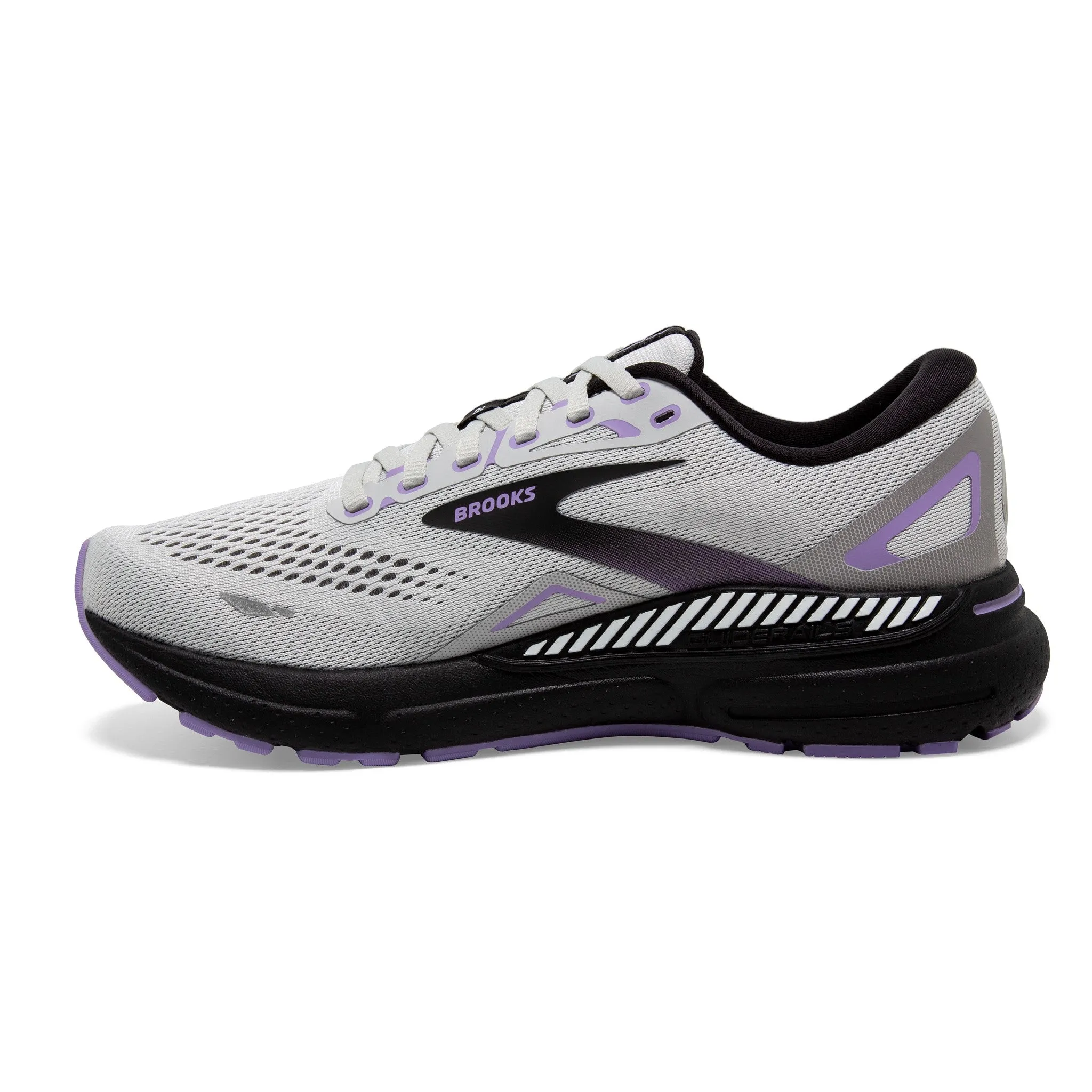 Women's Brooks Adrenaline GTS 23 Running Shoe in Grey/Black/Purple