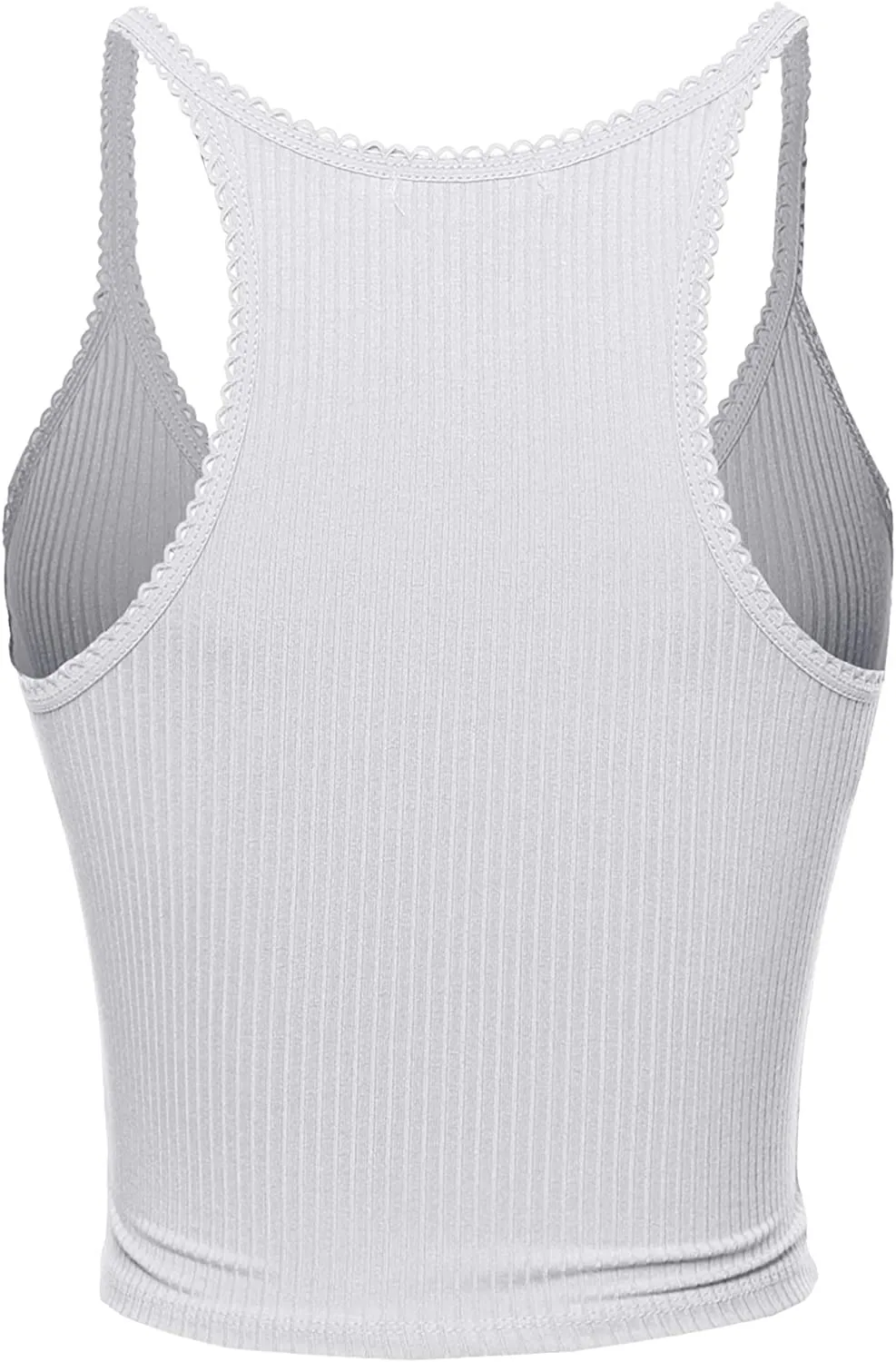 Women's Solid Scallop Trim Cami Crop Top