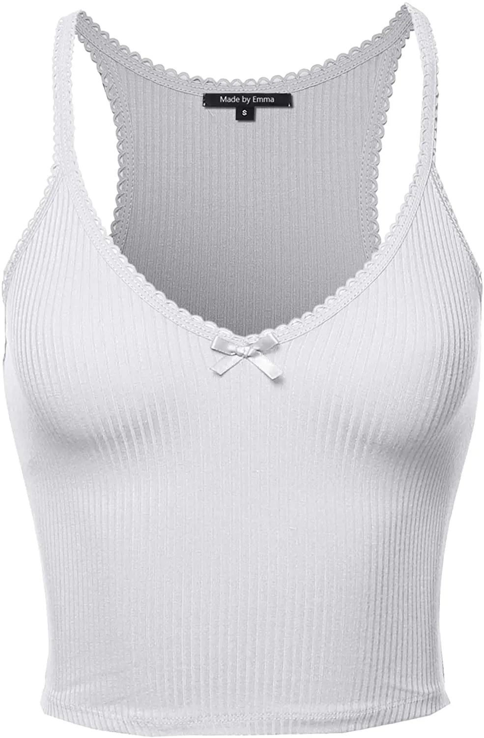 Women's Solid Scallop Trim Cami Crop Top