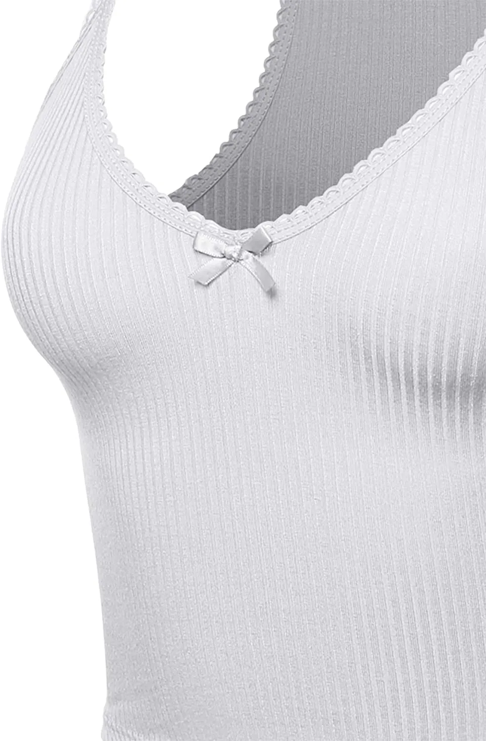 Women's Solid Scallop Trim Cami Crop Top