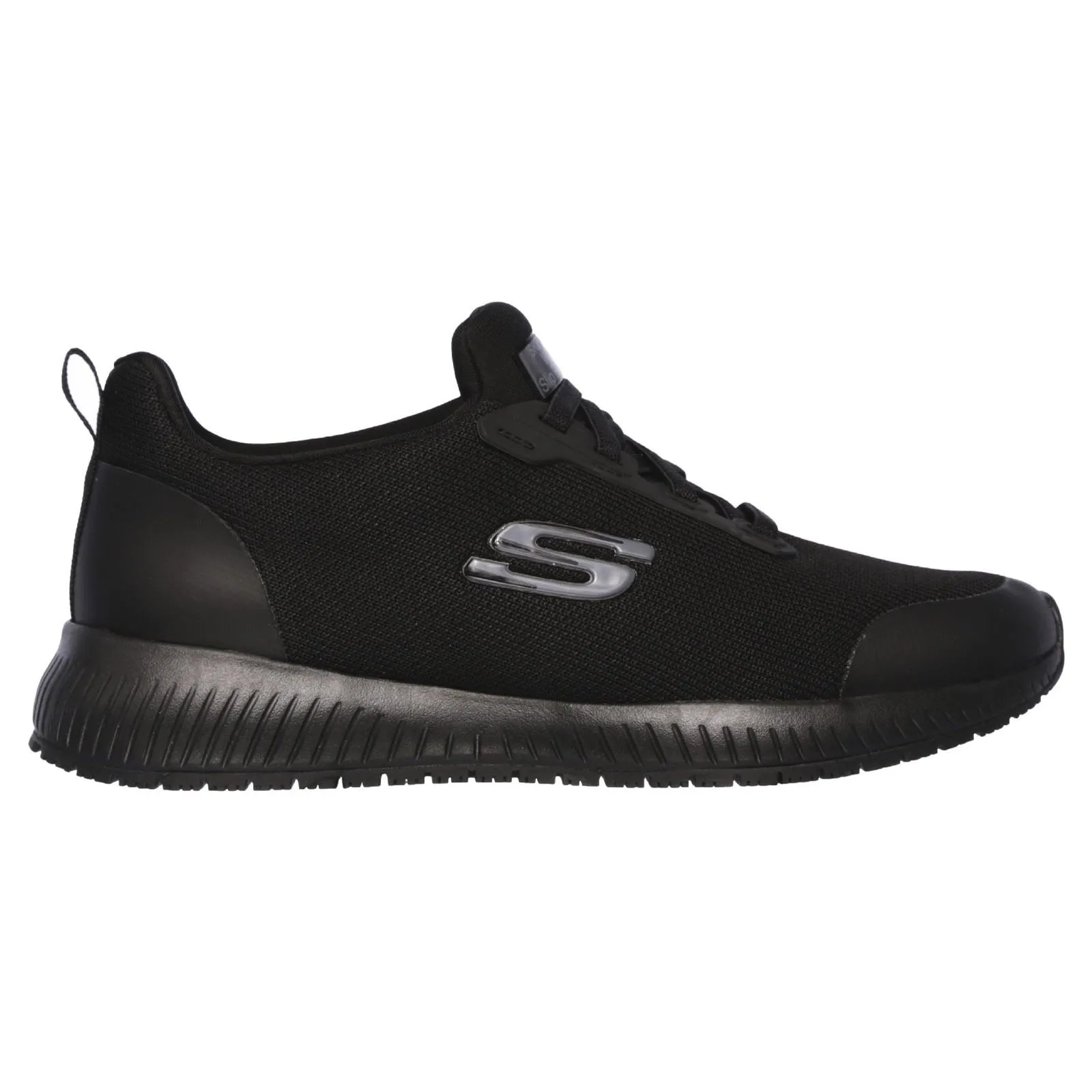 Women's Wide Fit Skechers 77222EC Squad SR Occupational Trainers - Black