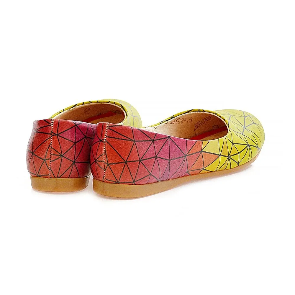 Yellow Red Prismas Ballerinas Shoes 1098